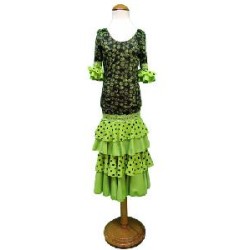 VESTIDO FLAMENCA NEGRO Y VERDE T-S