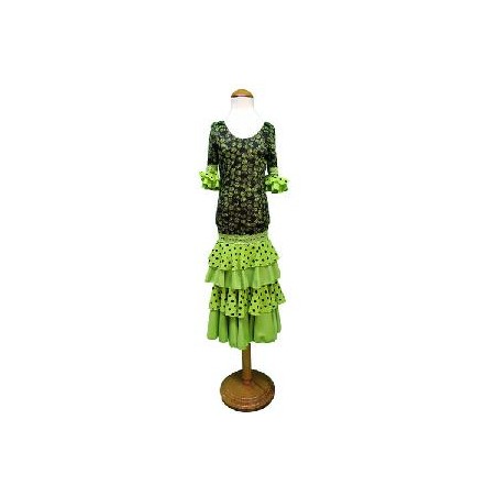 VESTIDO FLAMENCA NEGRO Y VERDE S