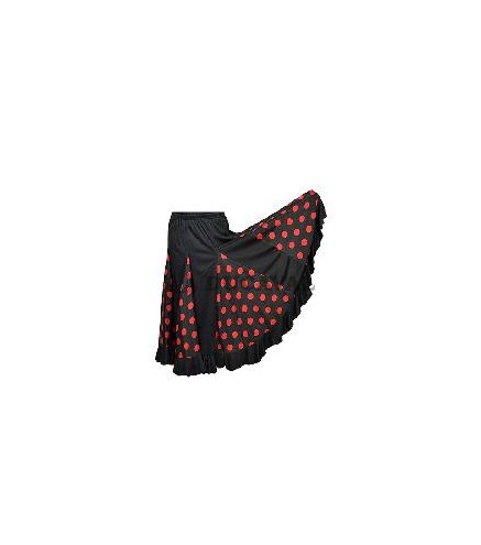 -FALDA FLAMENCA NEGRA CON GODETS ROJO S